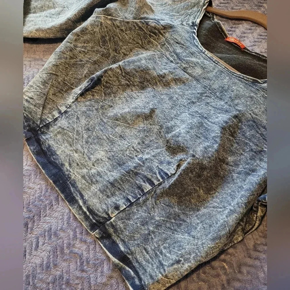 JUDY BLUE blue denim cotton spandex stretch pullover crop top, size 2X - Picture 9 of 9